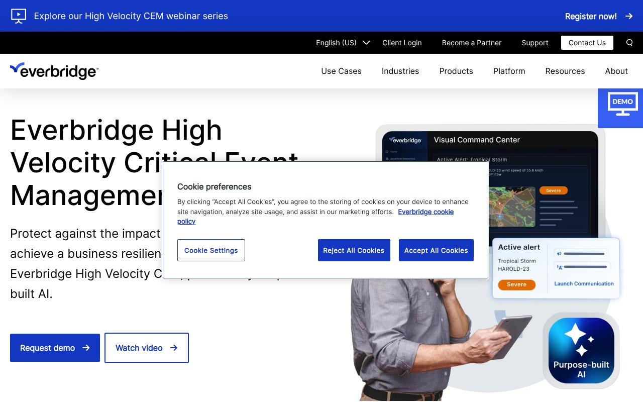 Screenshot of everbridge.com