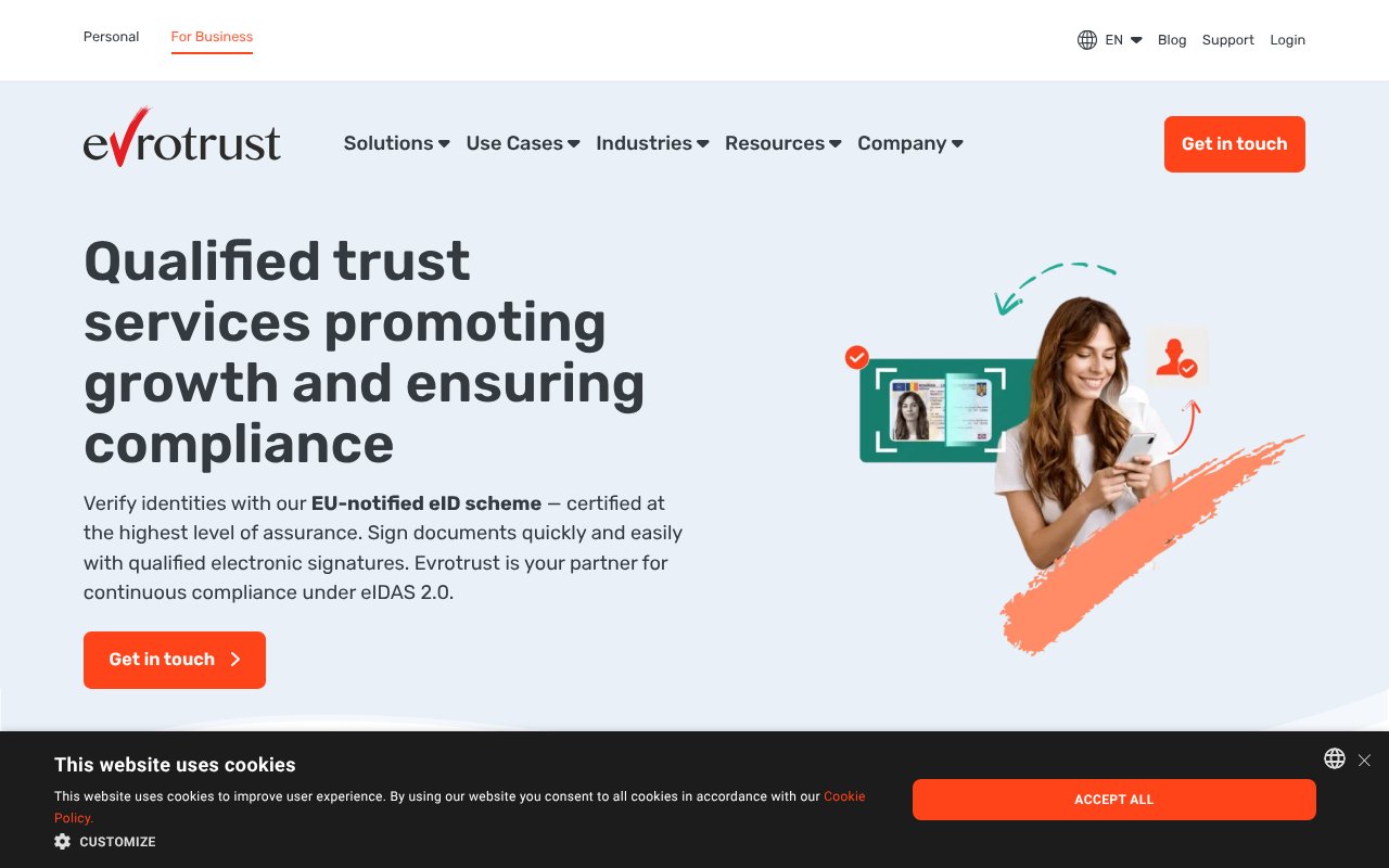 Screenshot of evrotrust.com