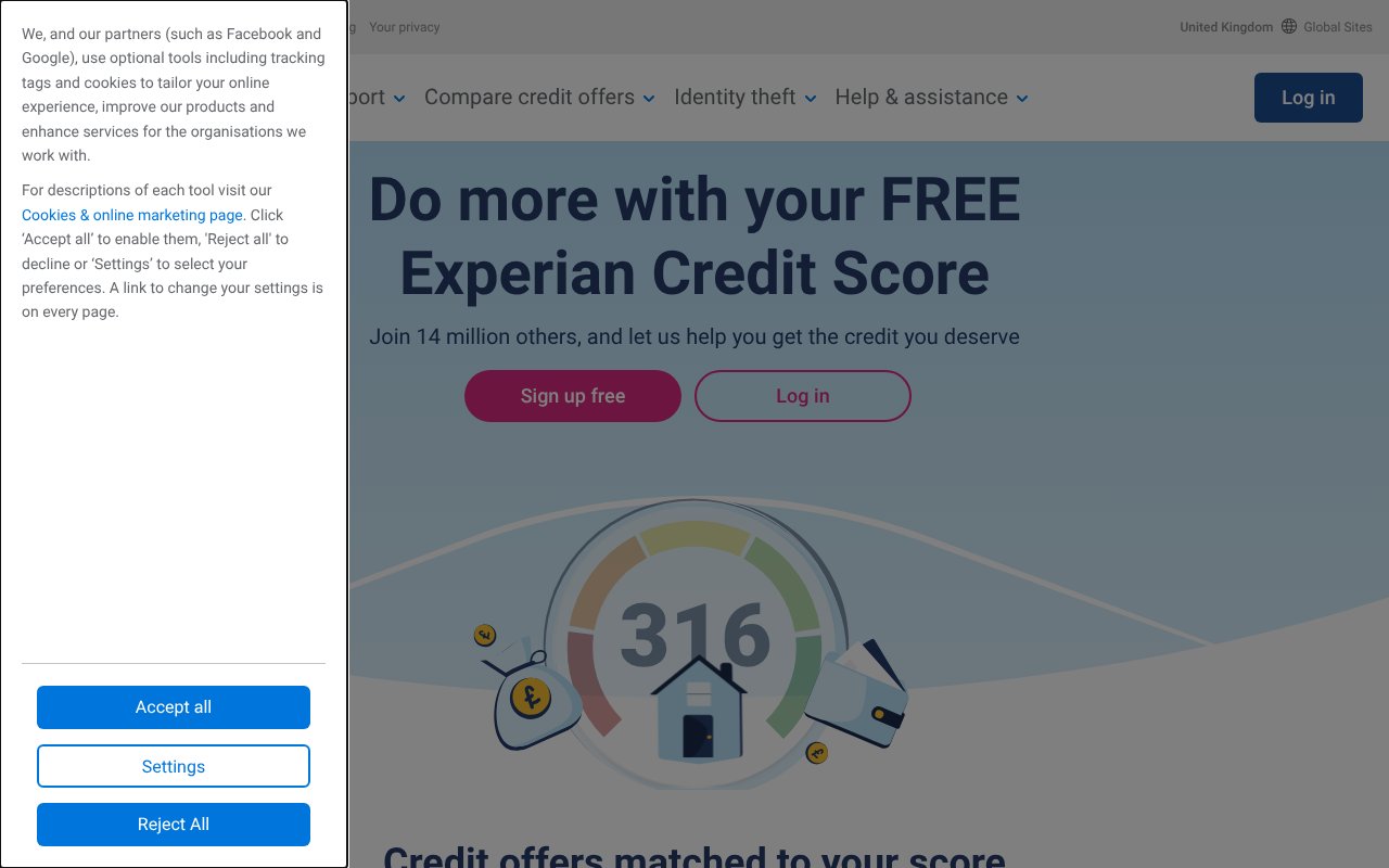 Screenshot of experian.co.uk