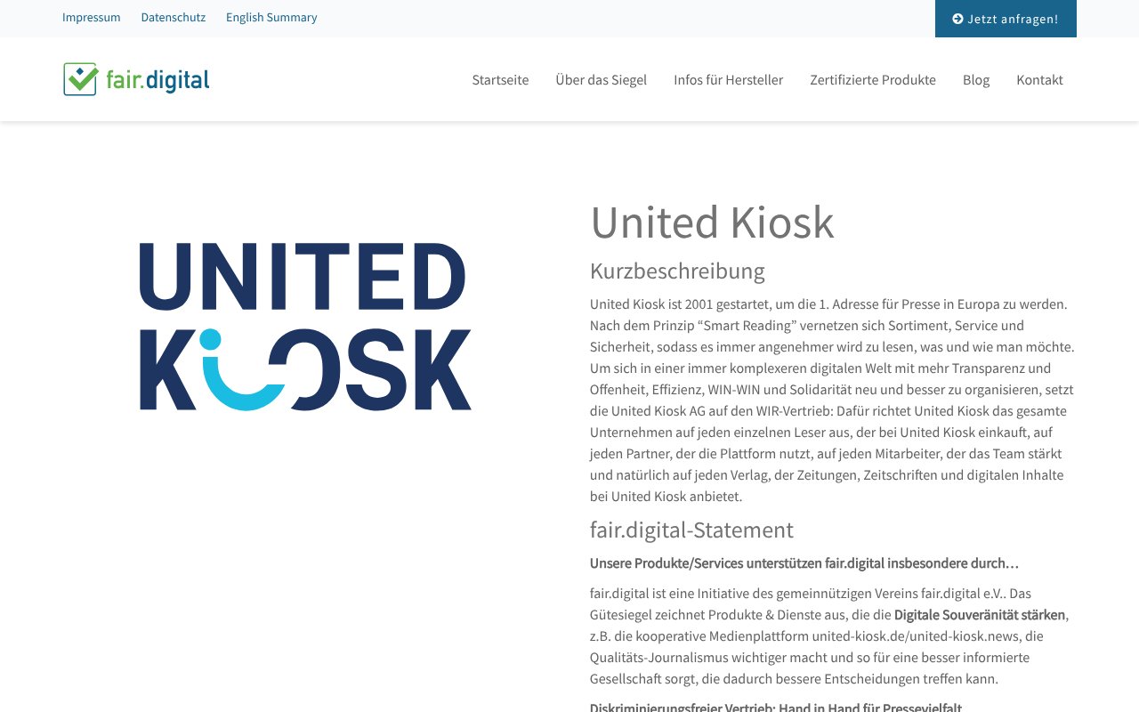 Screenshot of fair.digital