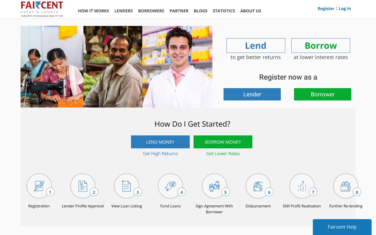 Screenshot of faircent.com