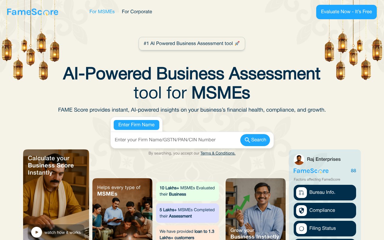 Screenshot of famescore.in