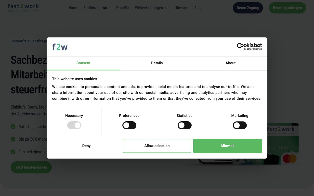 Screenshot of fast2work.de