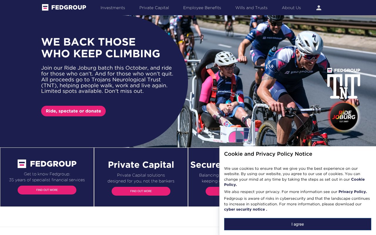 Screenshot of fedgroup.co.za