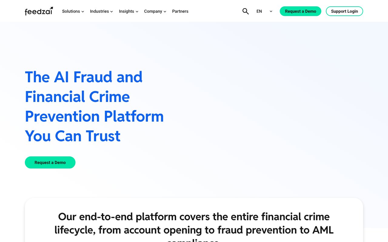 Screenshot of feedzai.com