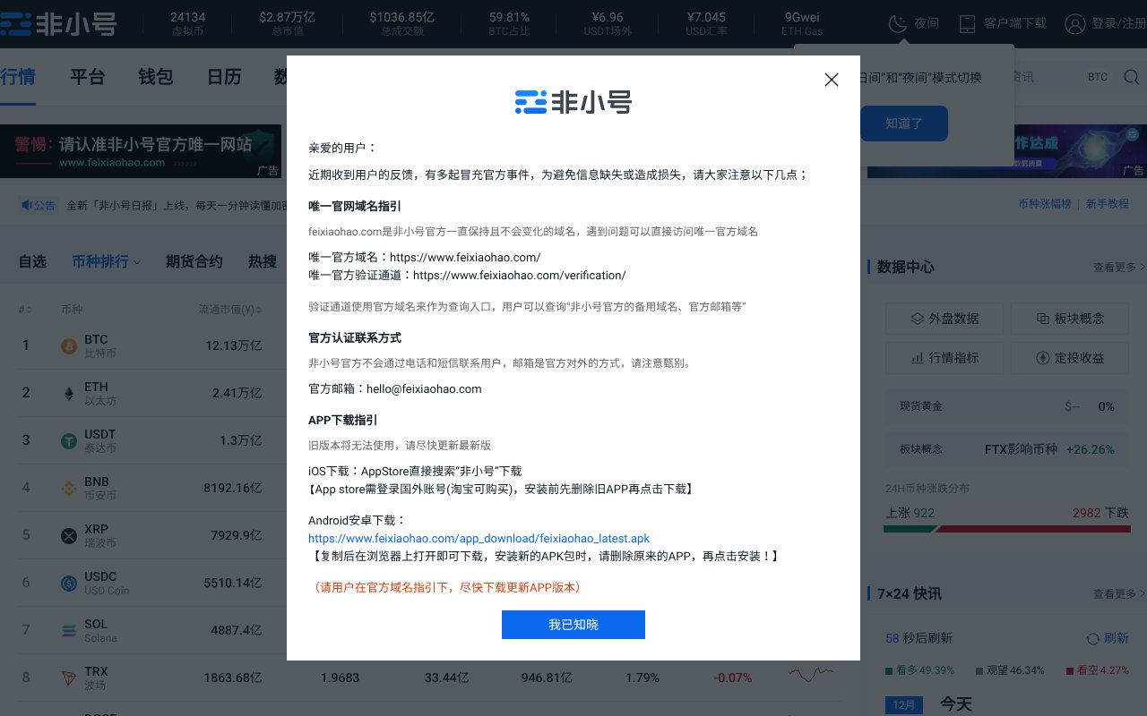 Screenshot of feixiaohao.com