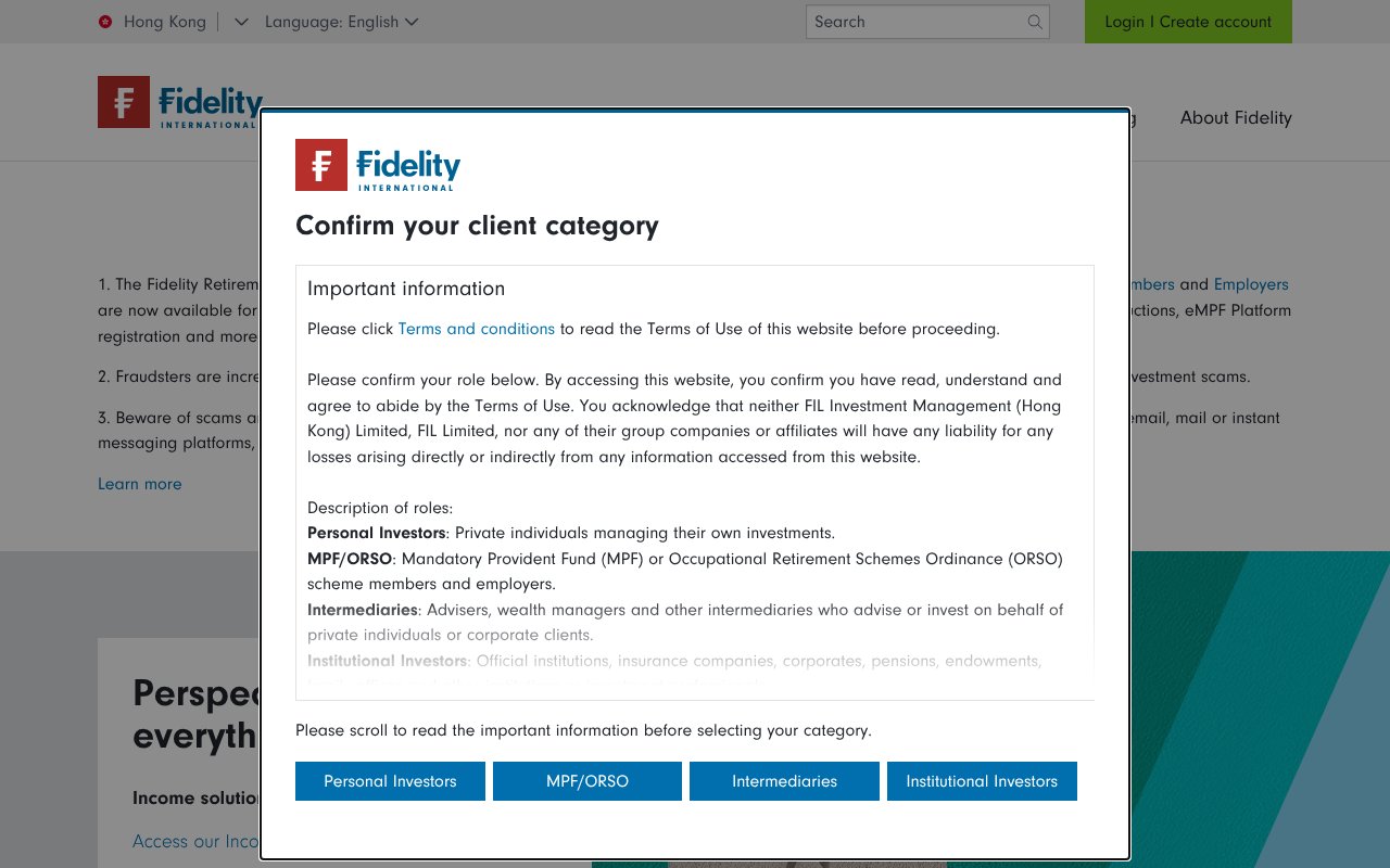 Screenshot of fidelity.com.hk
