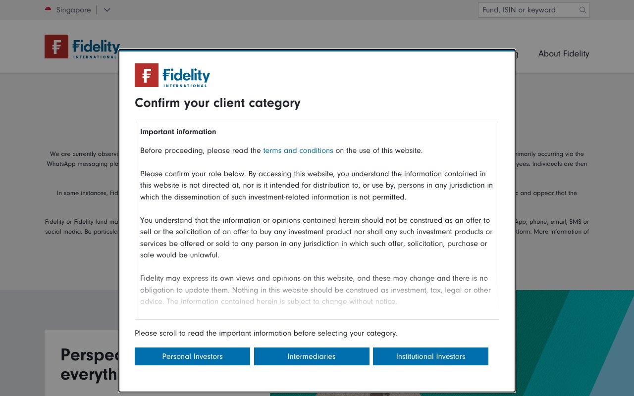 Screenshot of fidelity.com.sg