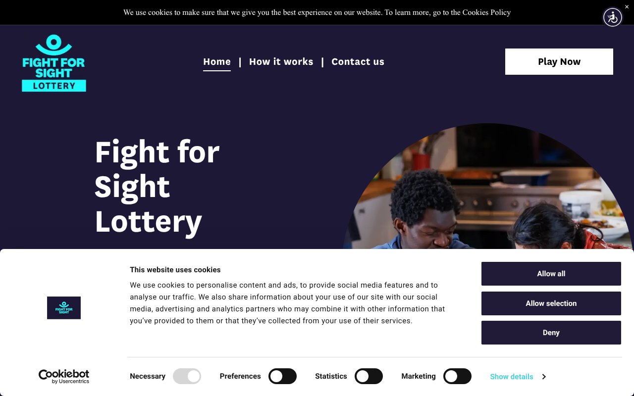 Screenshot of fightforsightlottery.org.uk