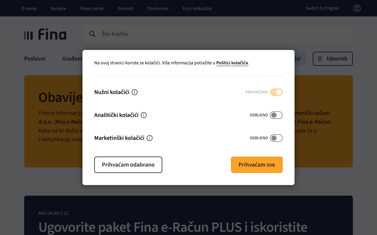 Screenshot of fina.hr