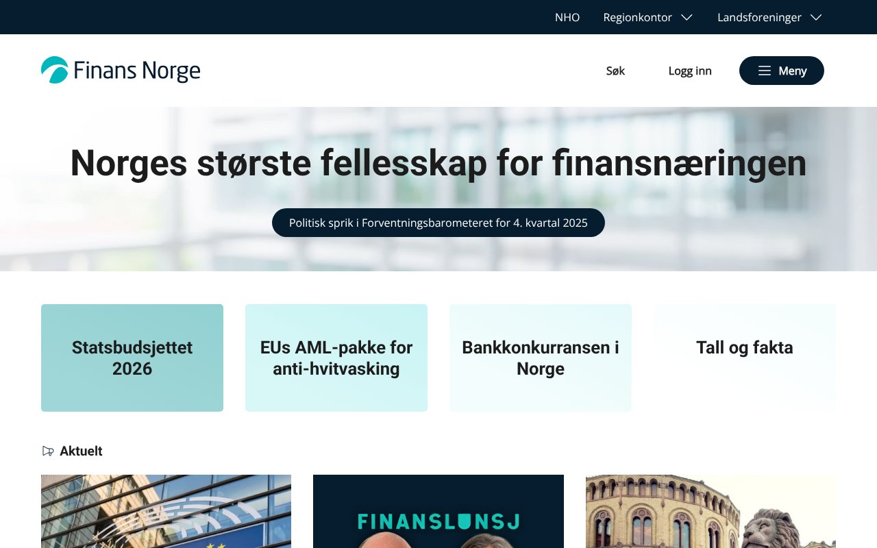 Screenshot of finansnorge.no