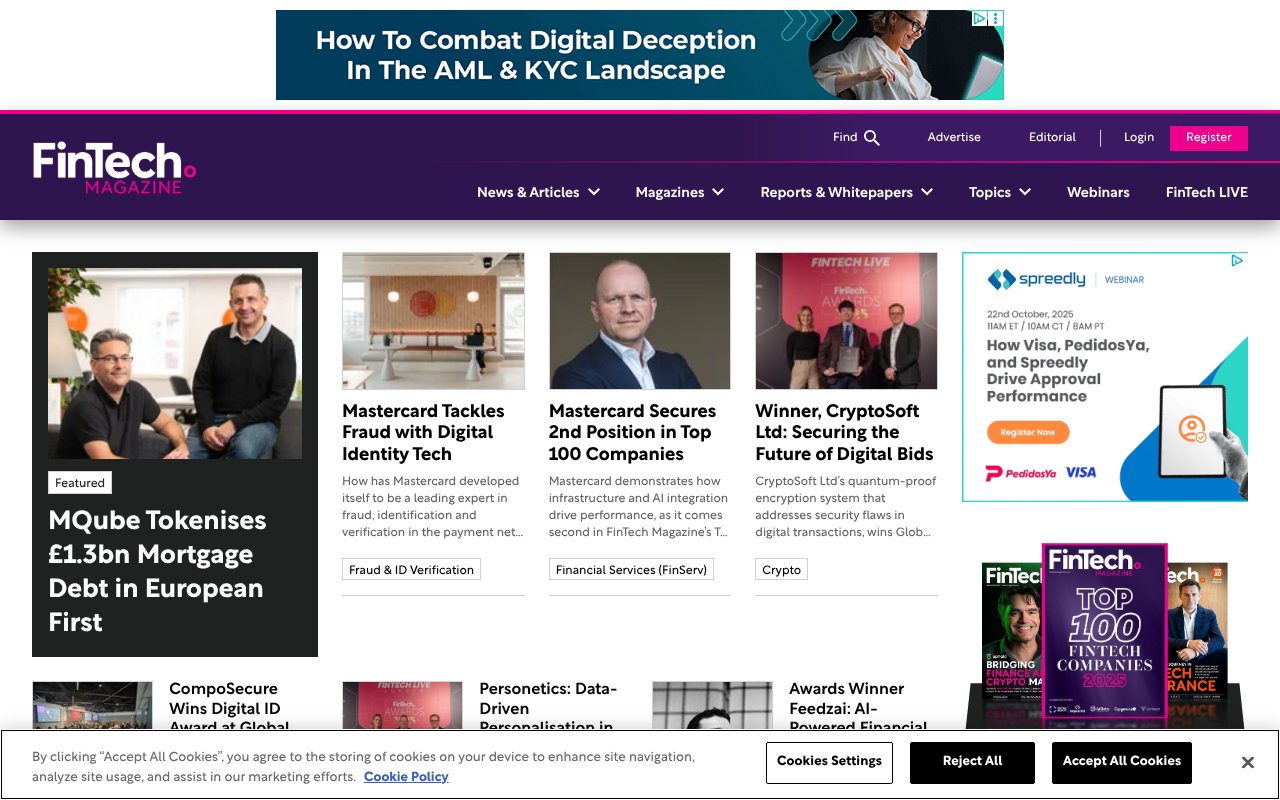 Screenshot of fintechmagazine.com