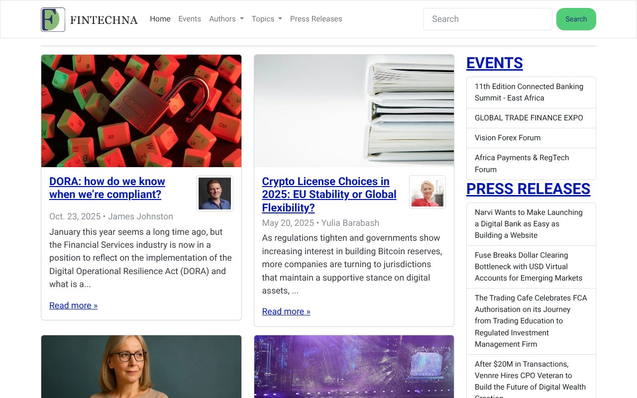 Screenshot of fintechna.com