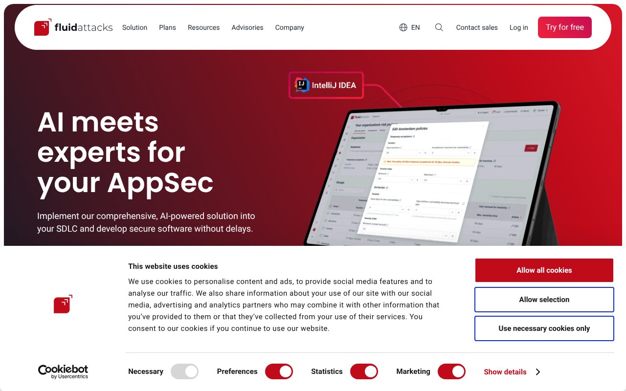 Screenshot of fluidattacks.com