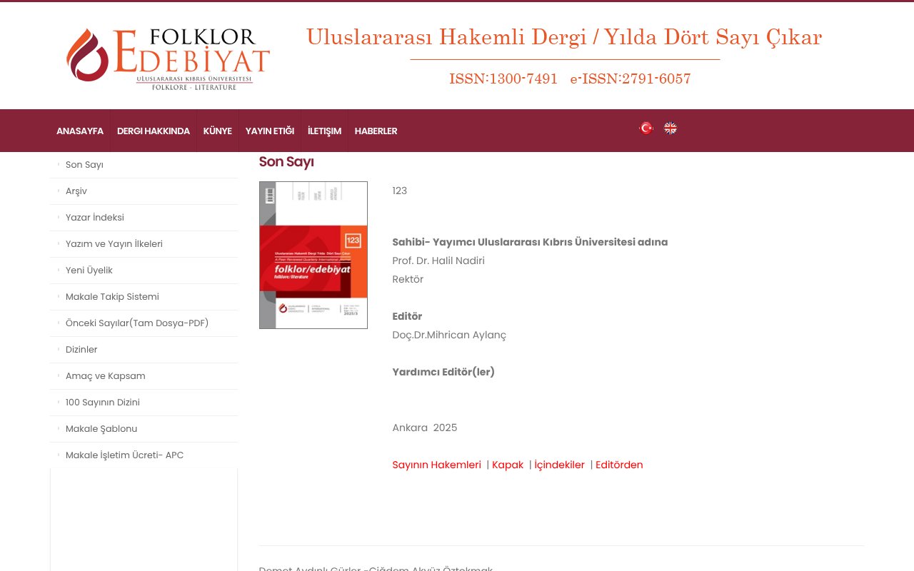 Screenshot of folkloredebiyat.org