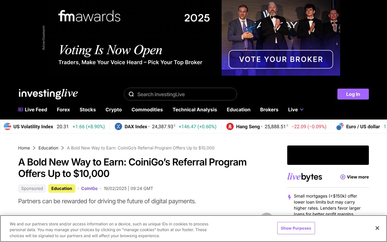 Screenshot of forexlive.com