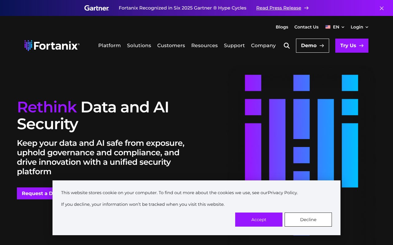 Screenshot of fortanix.com