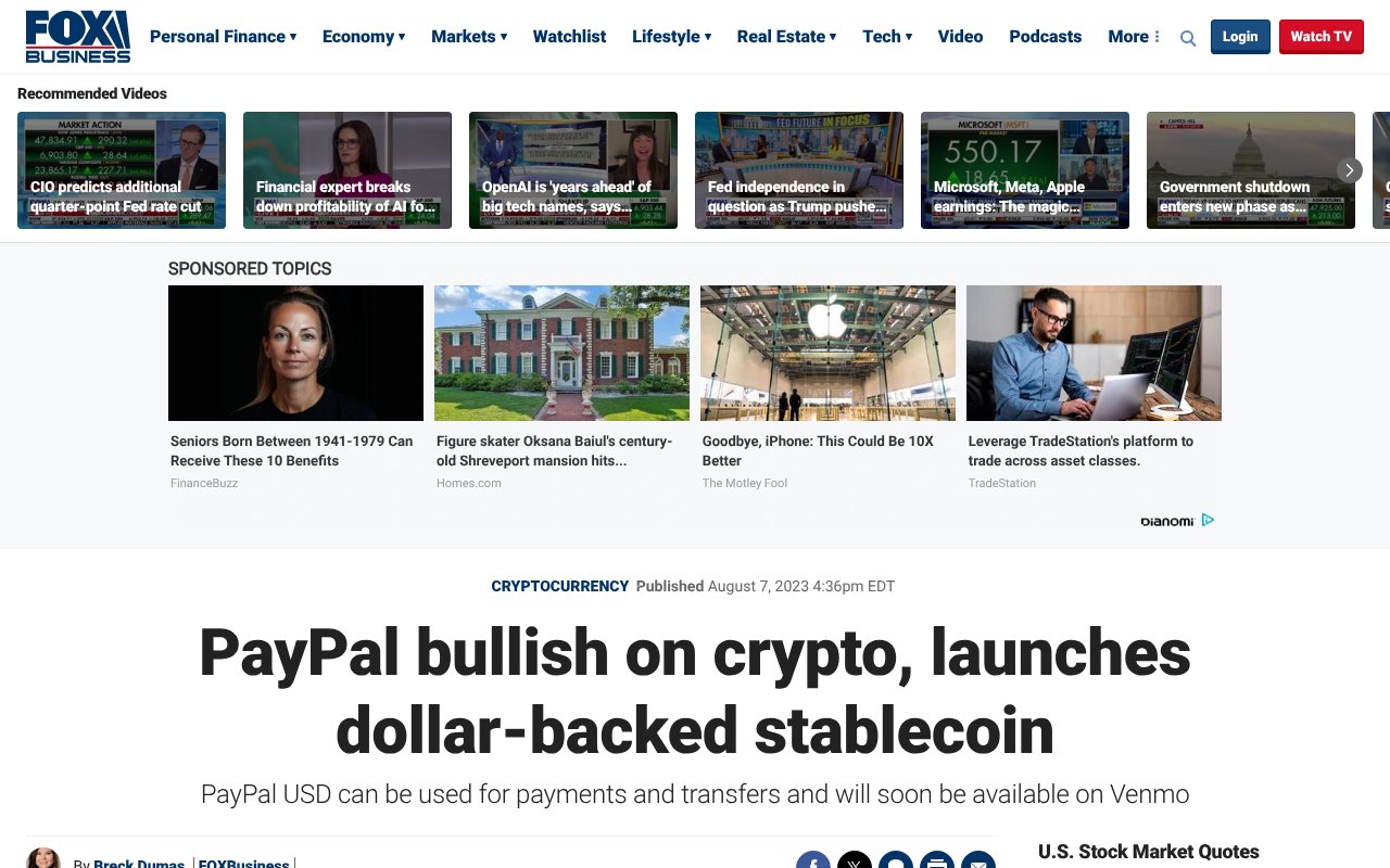 Screenshot of foxbusiness.com