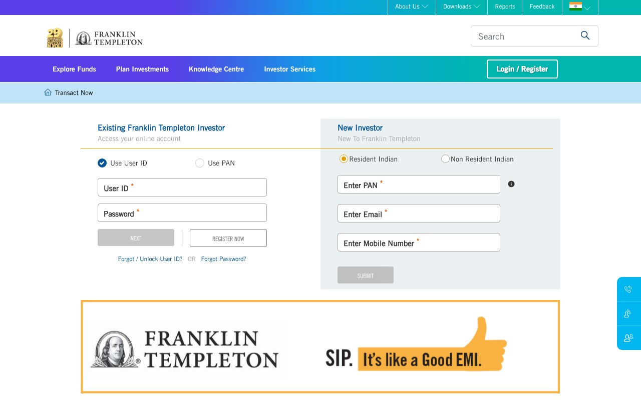 Screenshot of franklintempletonindia.com