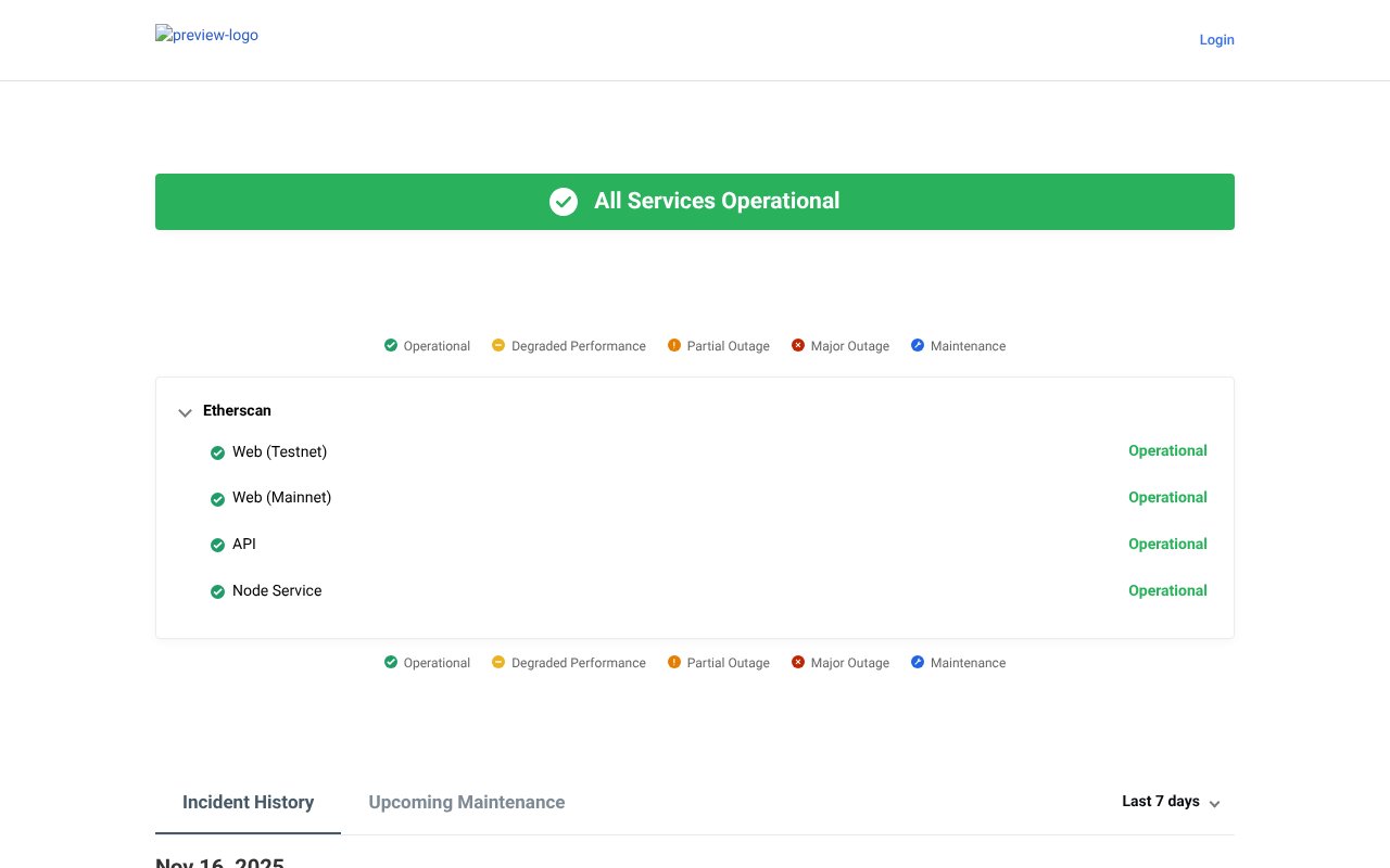 Screenshot of freshstatus.io