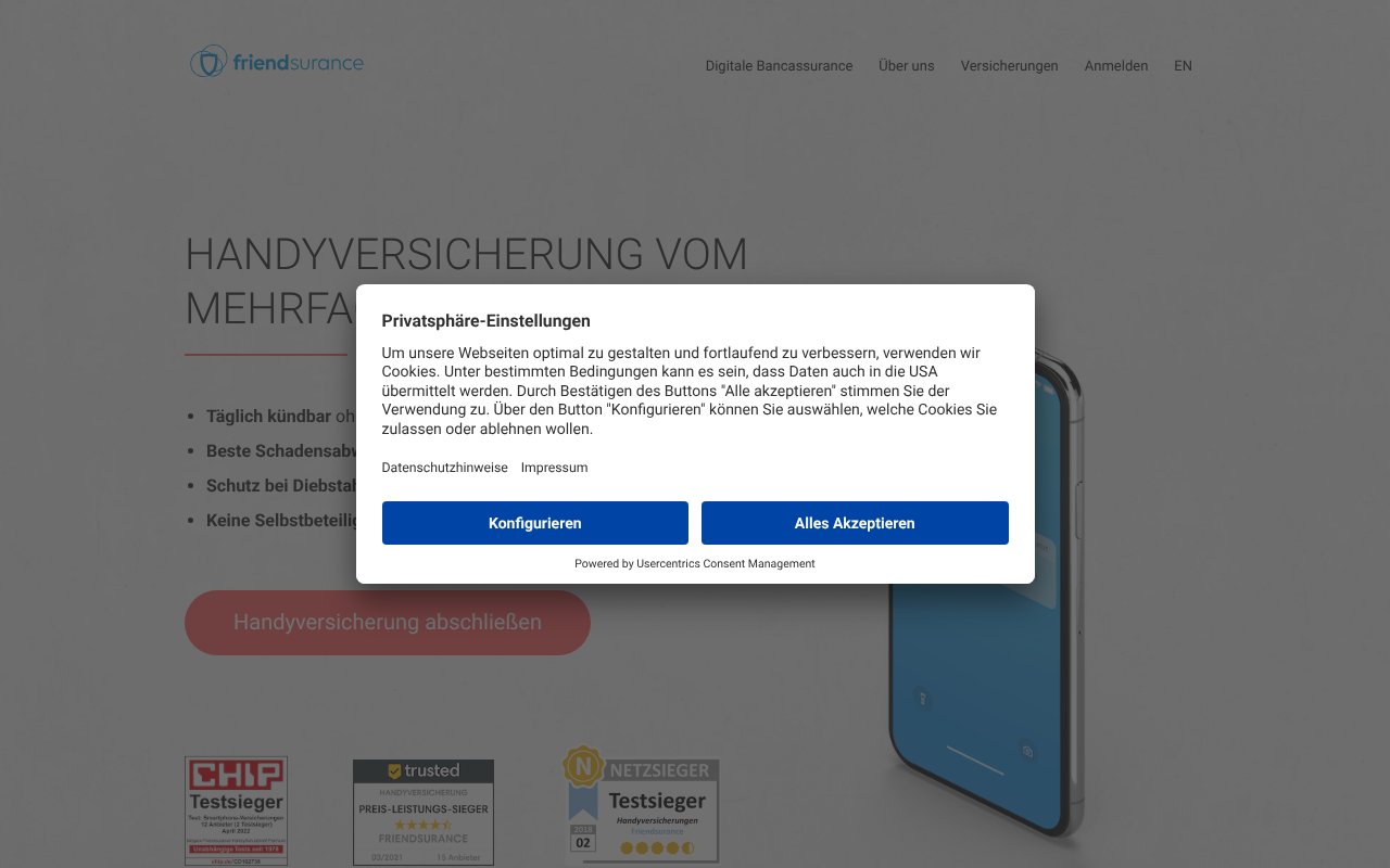 Screenshot of friendsurance.de