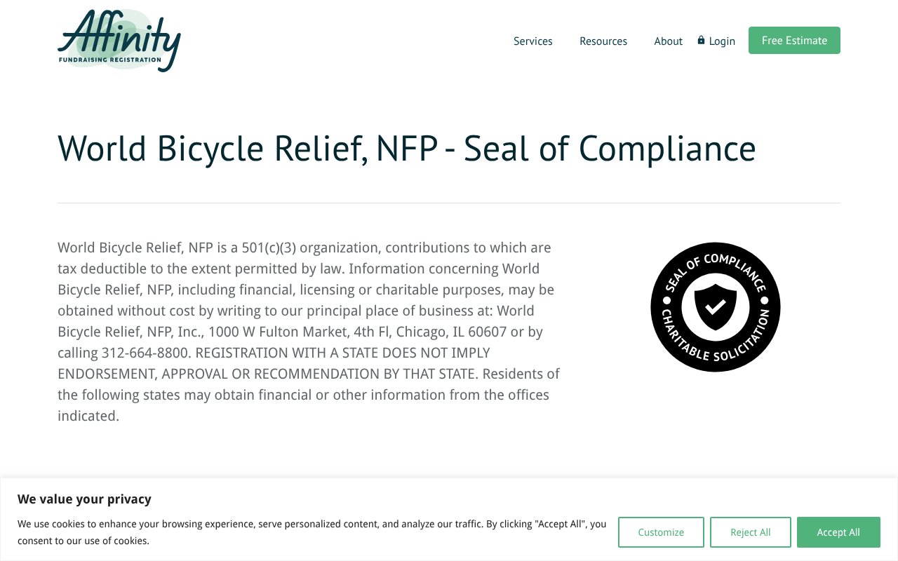 Screenshot of fundraisingregistration.com