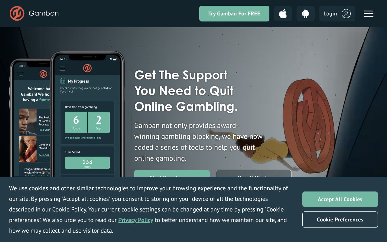 Screenshot of gamban.com