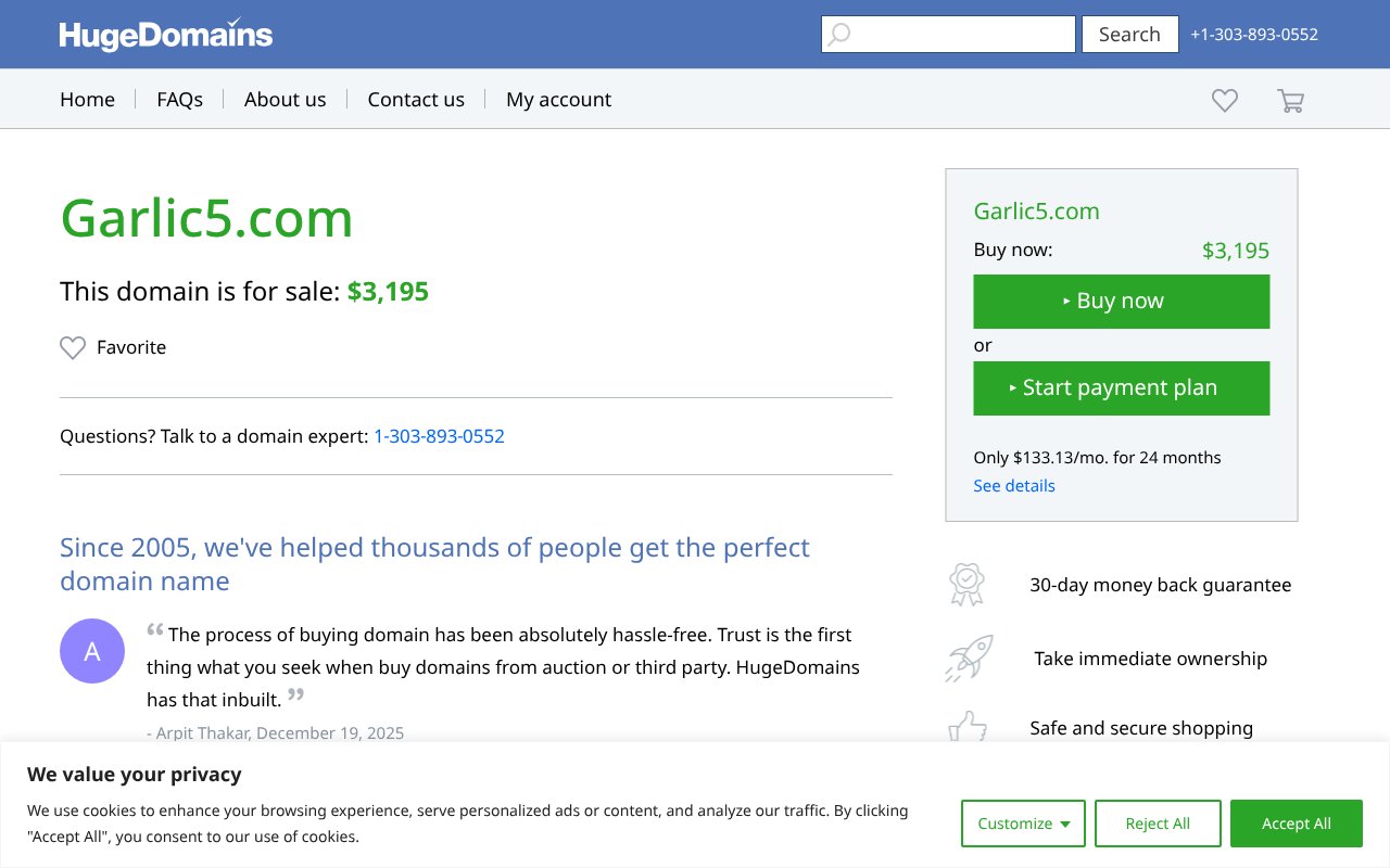 Screenshot of garlic5.com