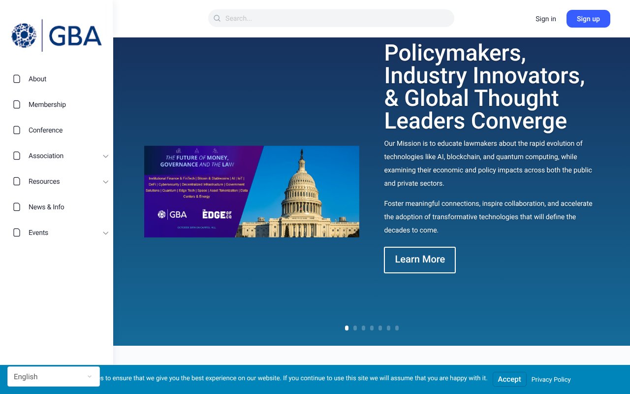 Screenshot of gbaglobal.org