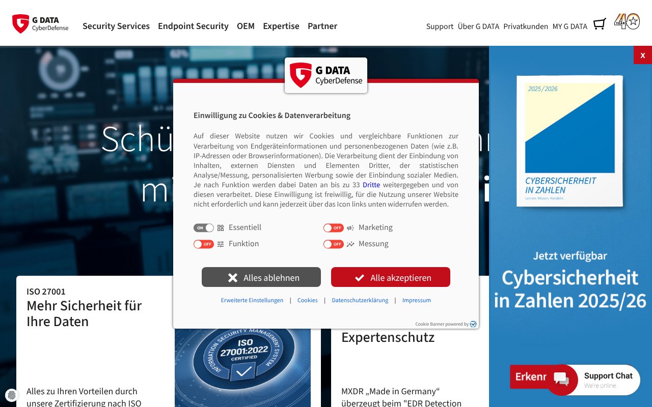 Screenshot of gdata.ch