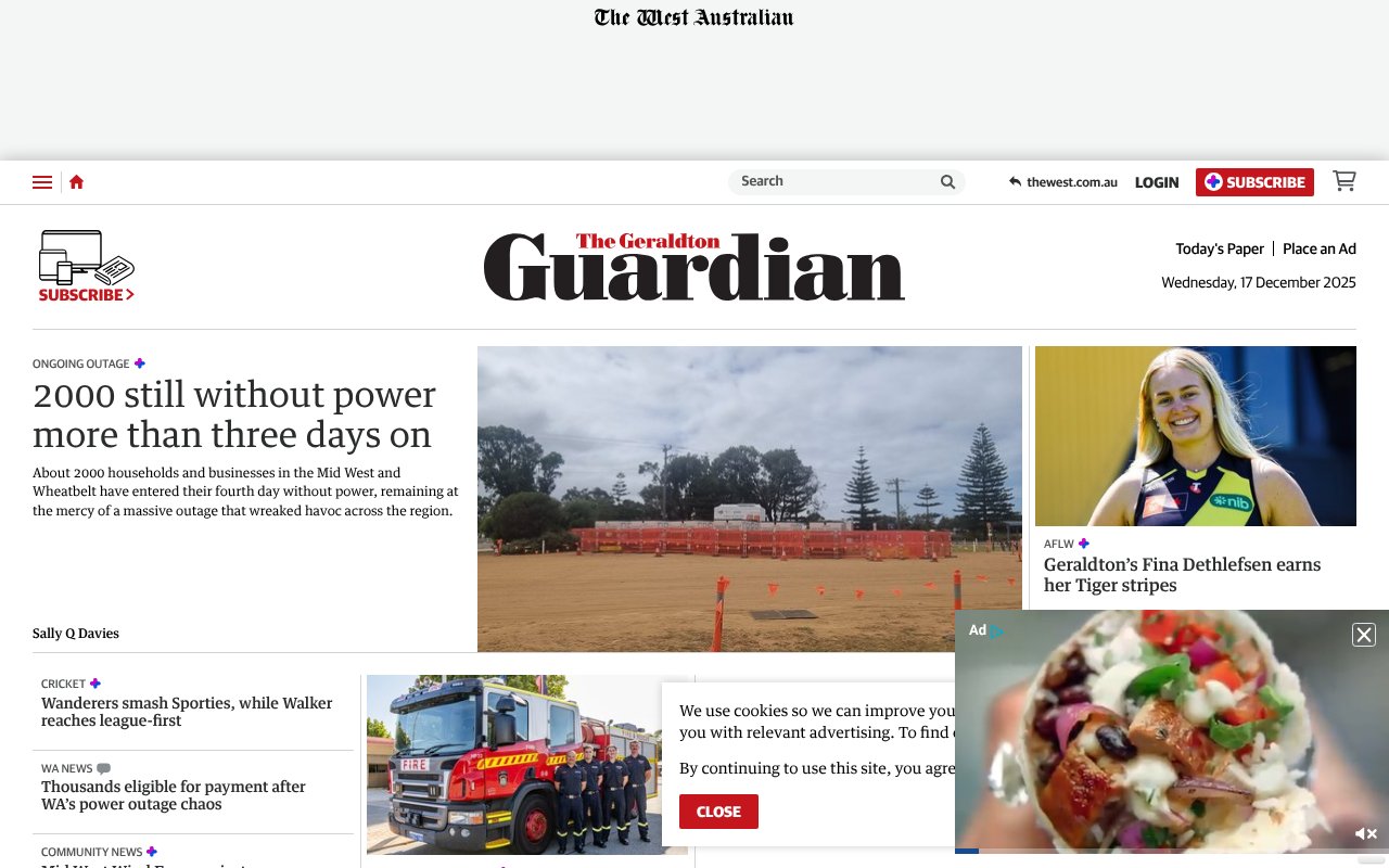 Screenshot of geraldtonguardian.com.au