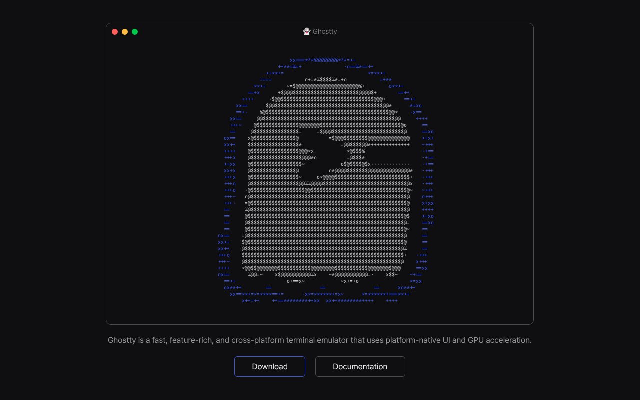 Screenshot of ghostty.org