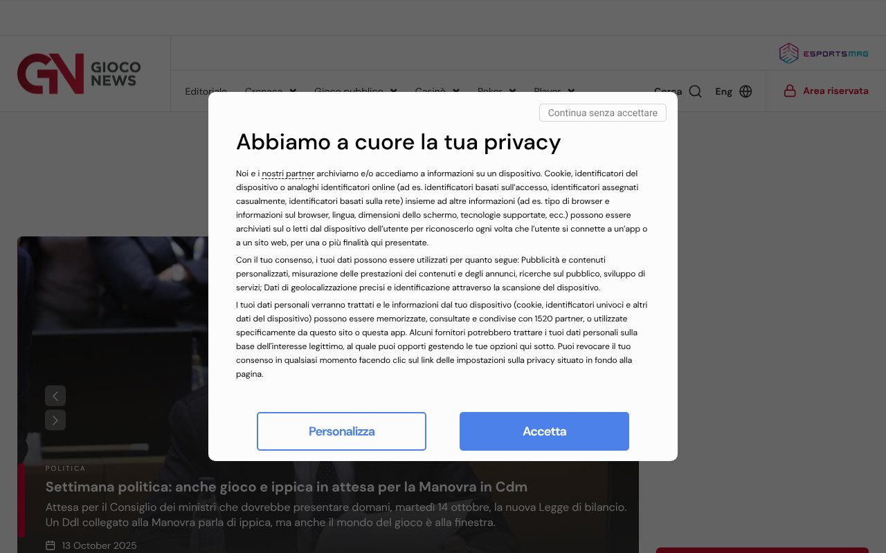 Screenshot of gioconews.it