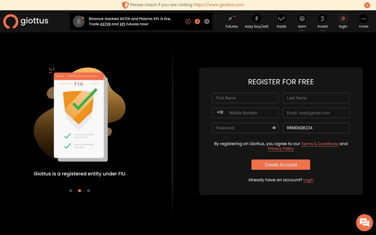 Screenshot of giottus.com