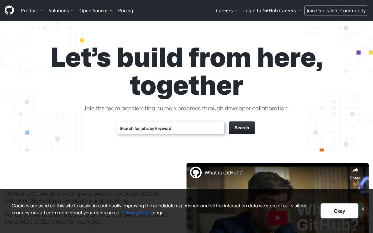 Screenshot of github.careers