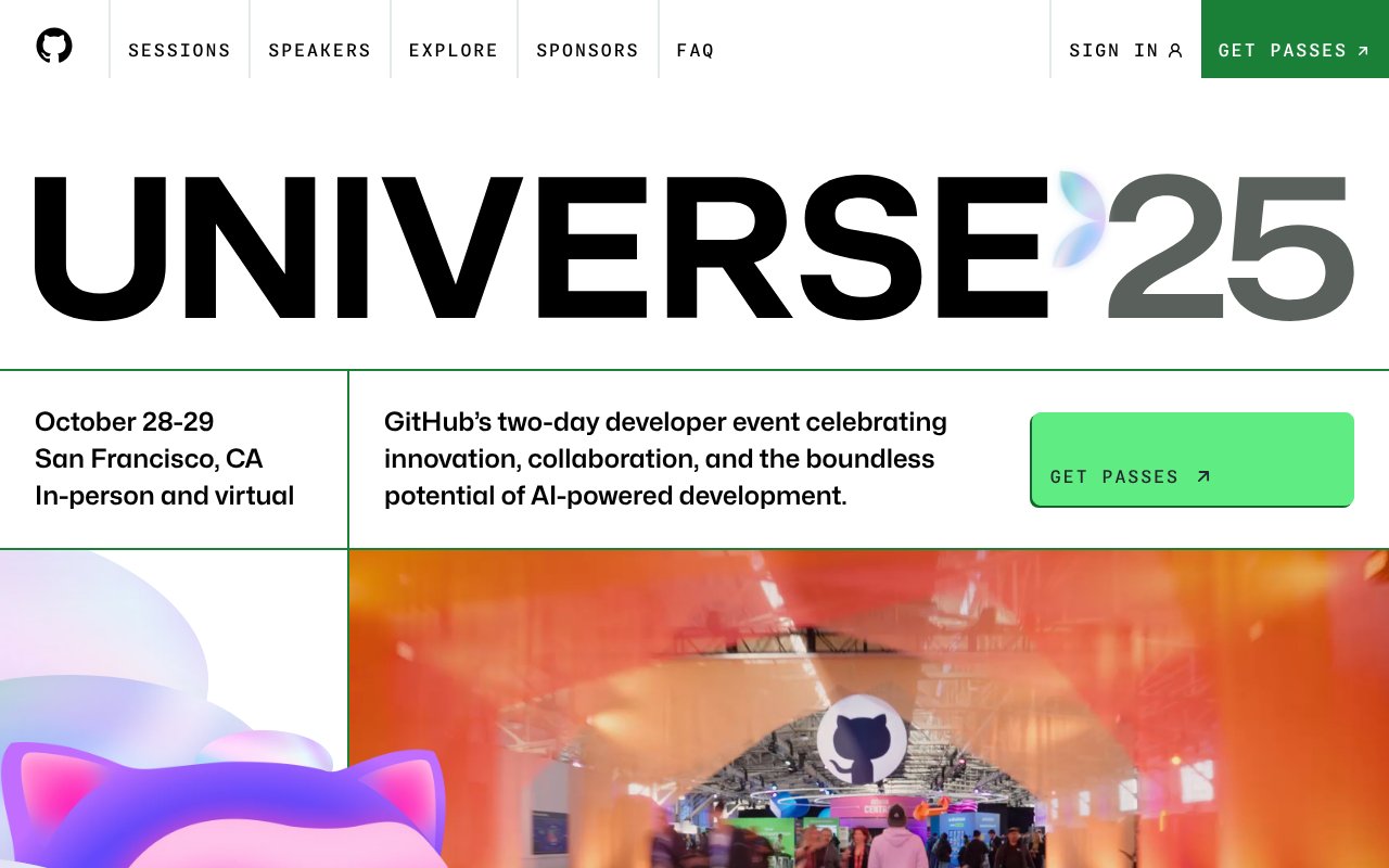 Screenshot of githubuniverse.com