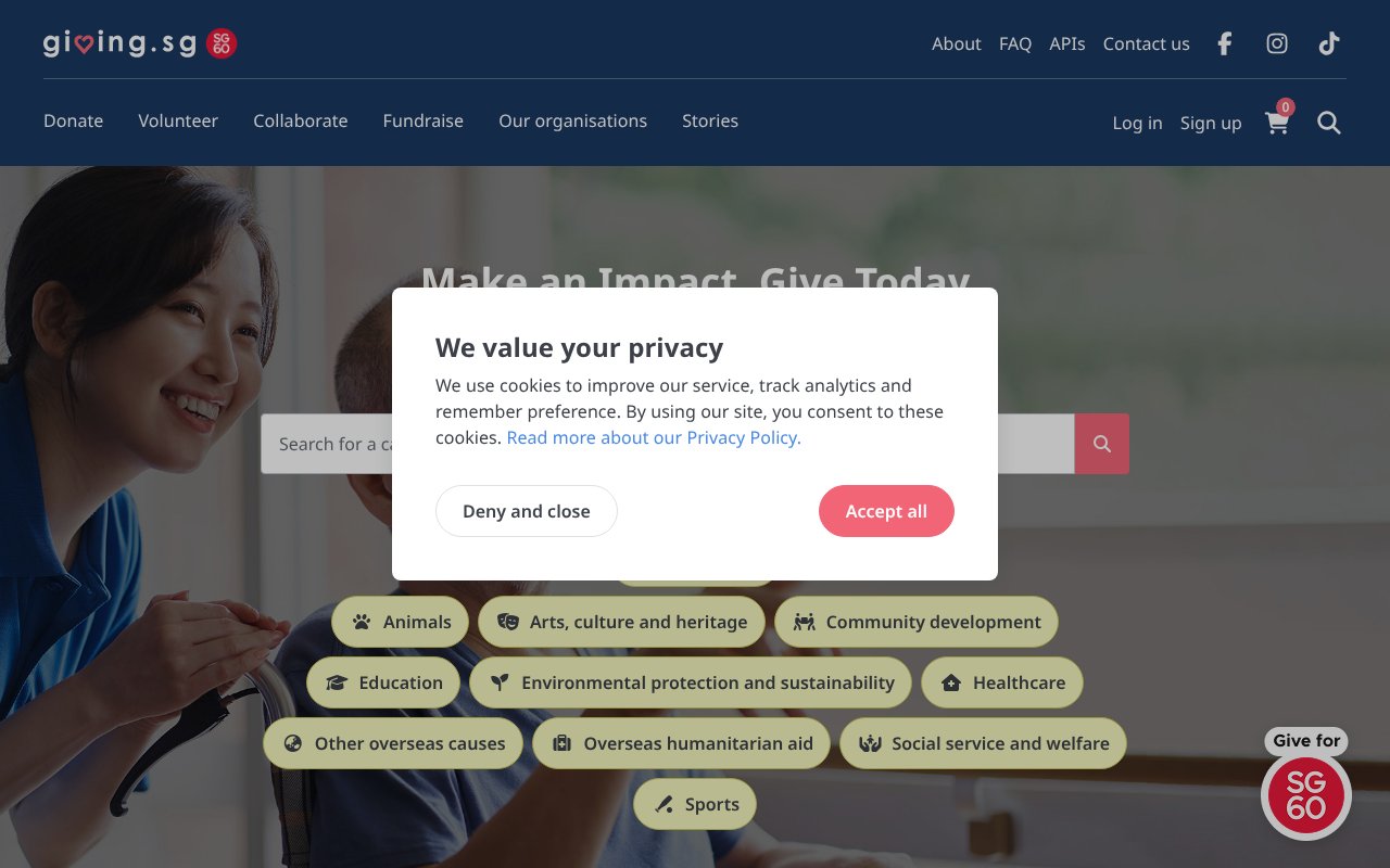 Screenshot of giving.sg