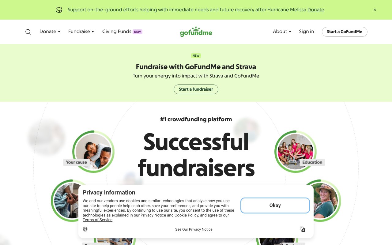 Screenshot of gofund.me