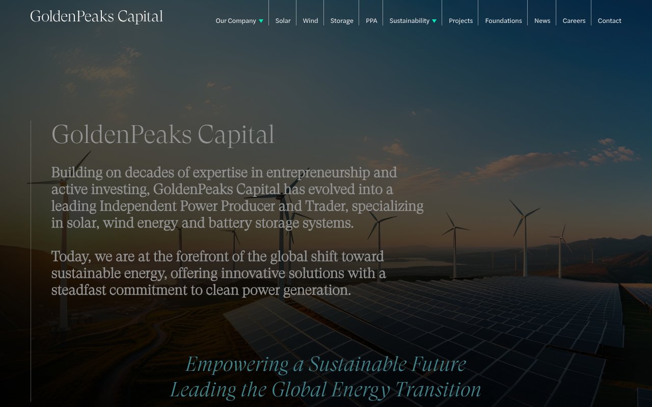 Screenshot of goldenpeakscapital.com