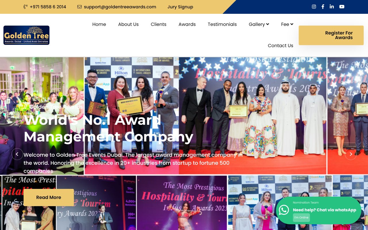 Screenshot of goldentreeawards.com