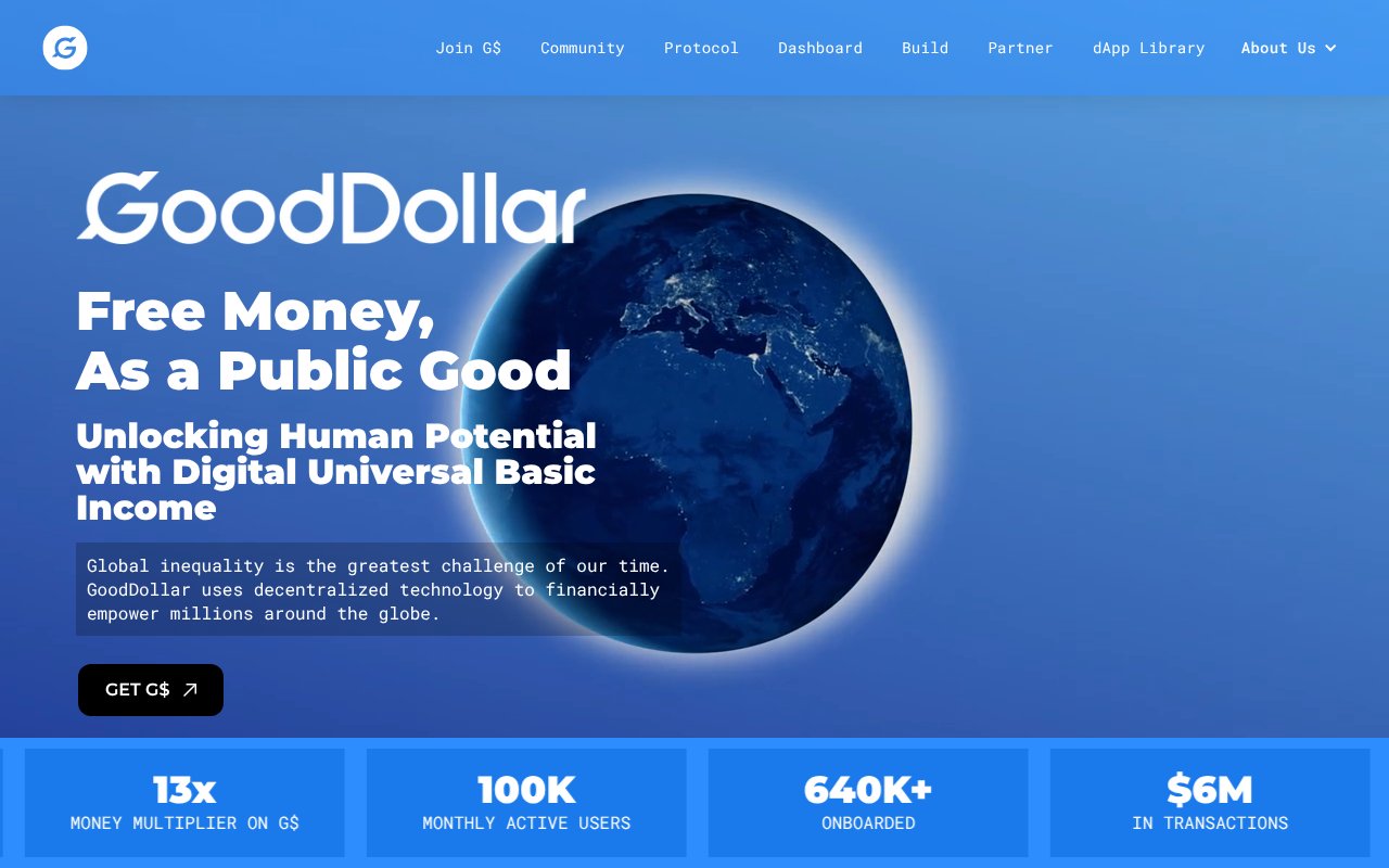 Screenshot of gooddollar.org