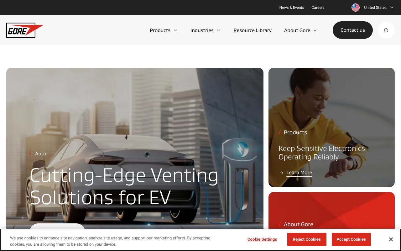 Screenshot of gore.com