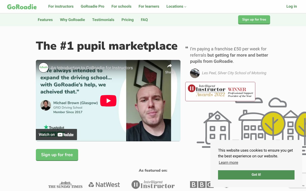 Screenshot of goroadie.com