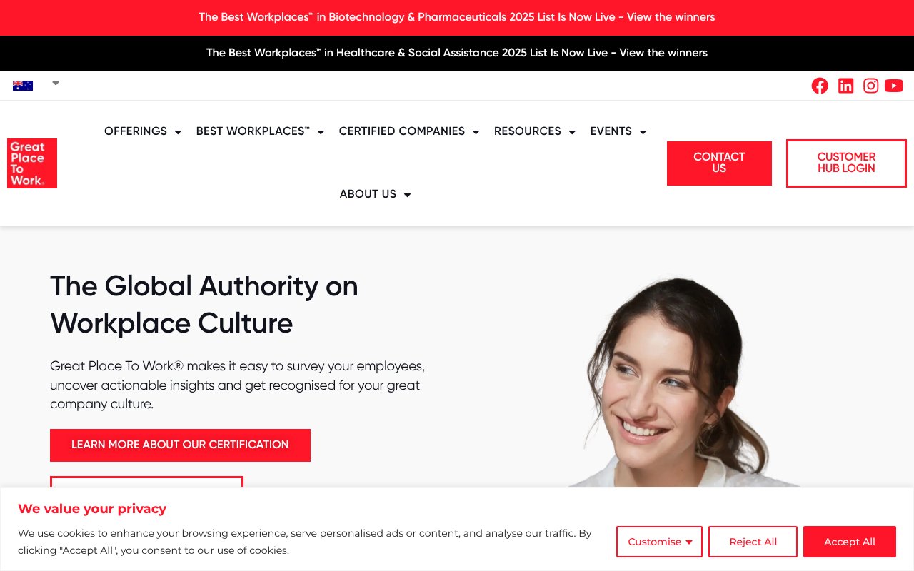 Screenshot of greatplacetowork.com.au