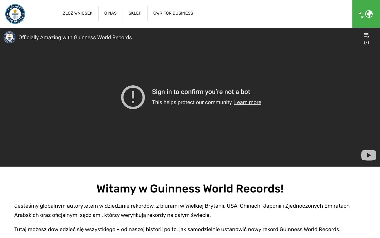 Screenshot of guinnessworldrecords.pl