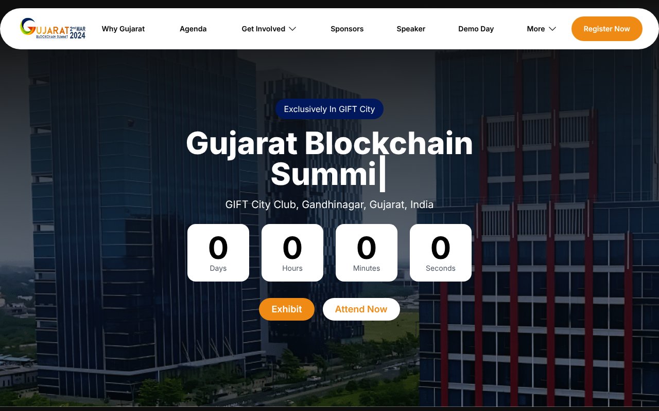 Screenshot of gujaratblockchainsummit.in