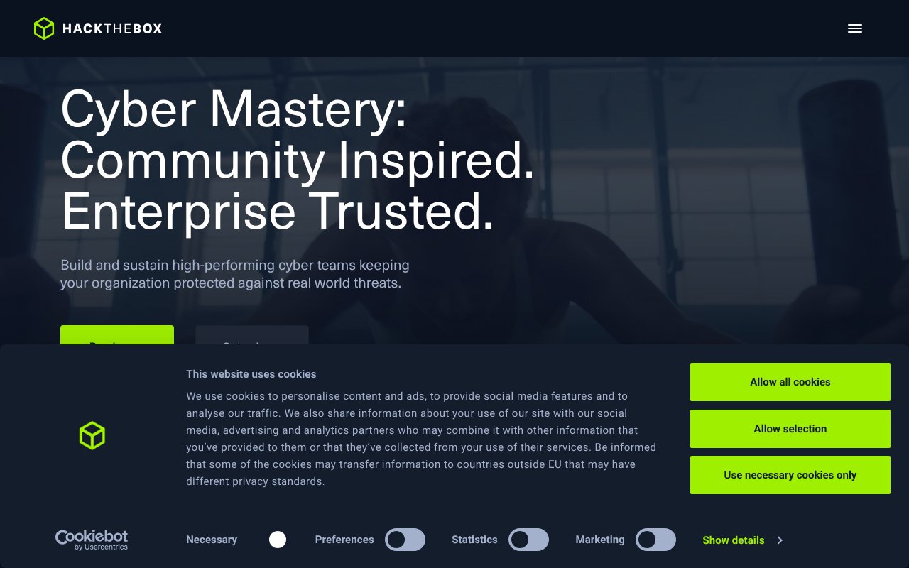 Screenshot of hackthebox.com