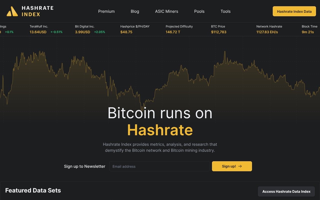 Screenshot of hashrateindex.com