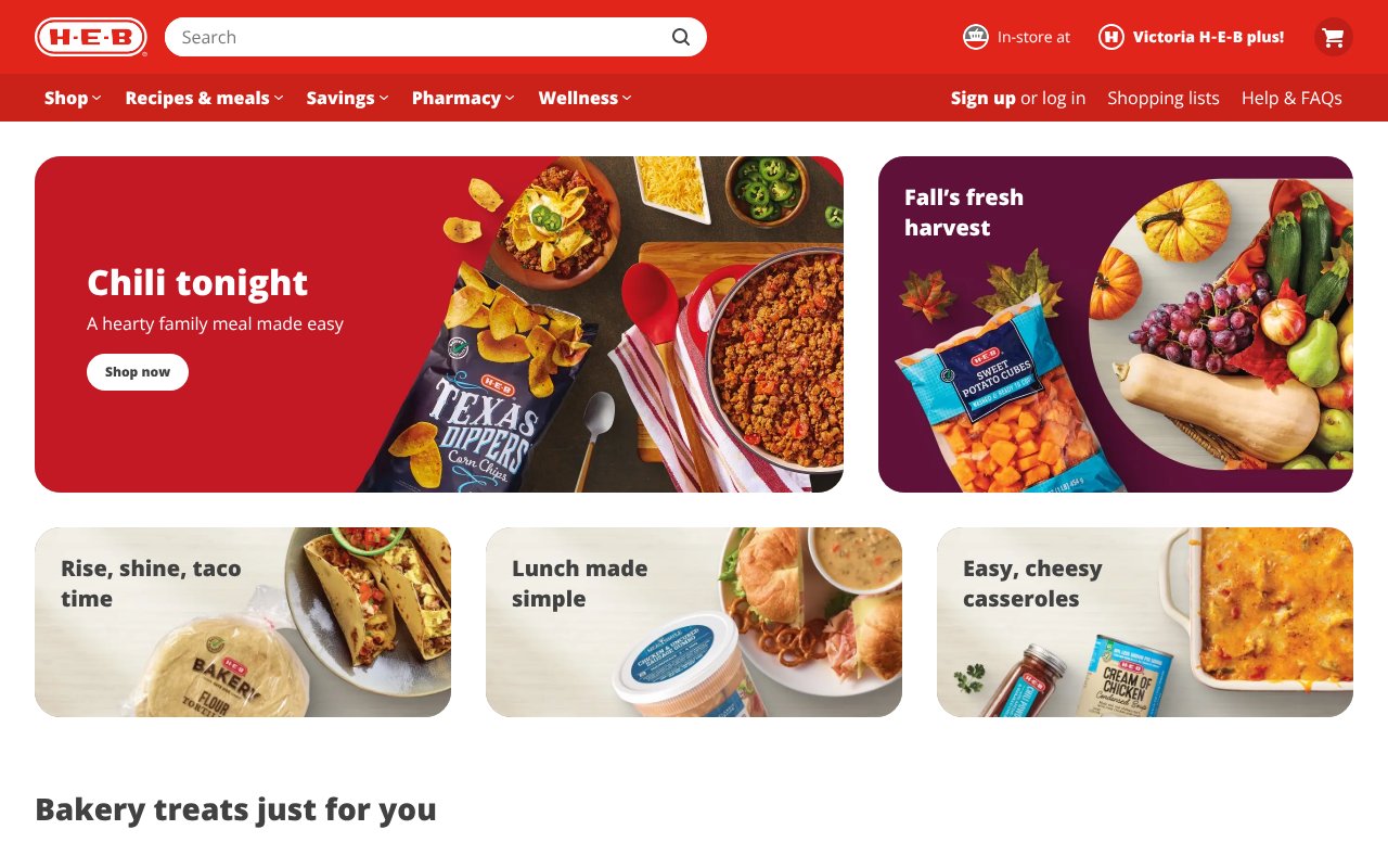 Screenshot of heb.com