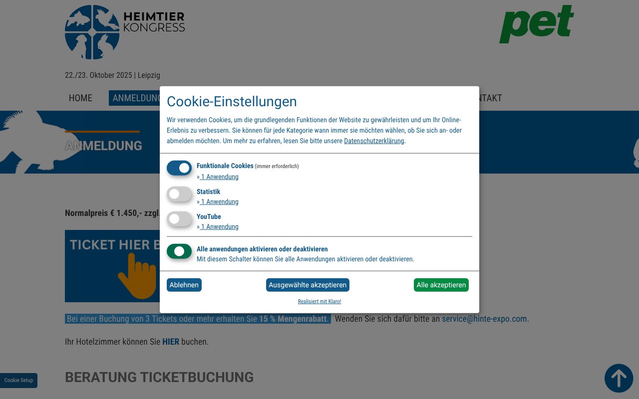 Screenshot of heimtierkongress.de